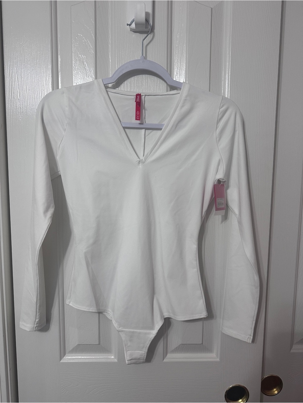 NWT SPANX White Long-Sleeve V-Neck Bodysuit